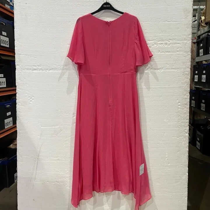 Ro & Zo-Rz1076-14-Pink-Pink Hanky Hem Dress Size: Uk 14
