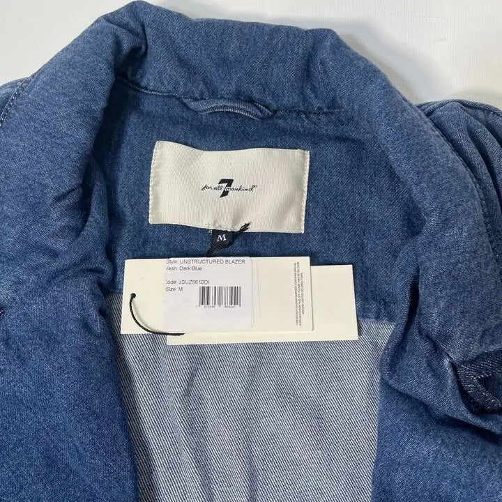 7 For All Mankind-Suz5610Di-M-Blue-Dark Blue Unstructured Denim Blazer Size: Medium