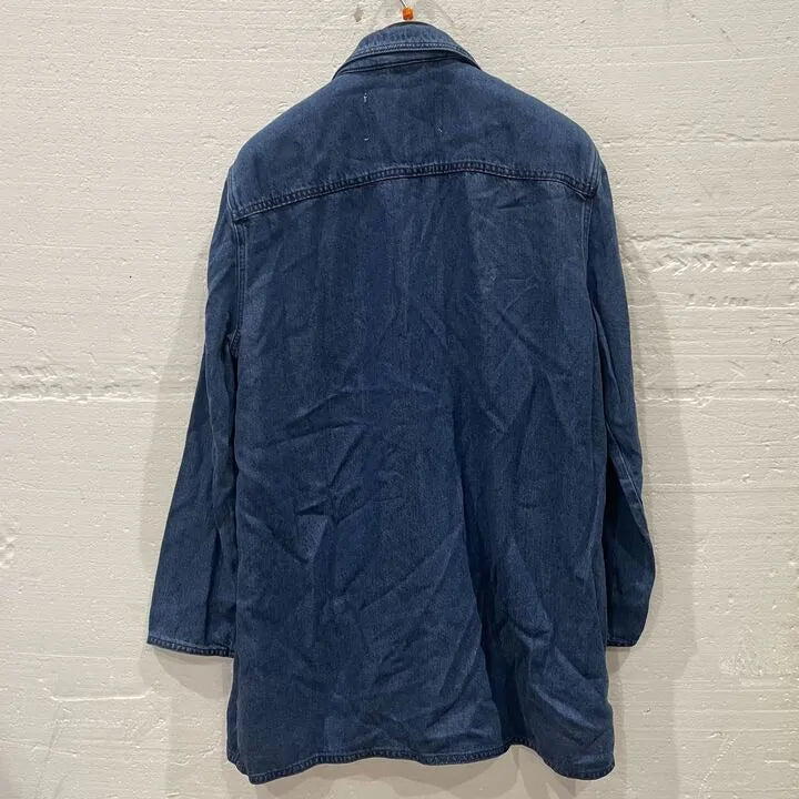7 For All Mankind-Suz5610Di-M-Blue-Dark Blue Unstructured Denim Blazer Size: Medium