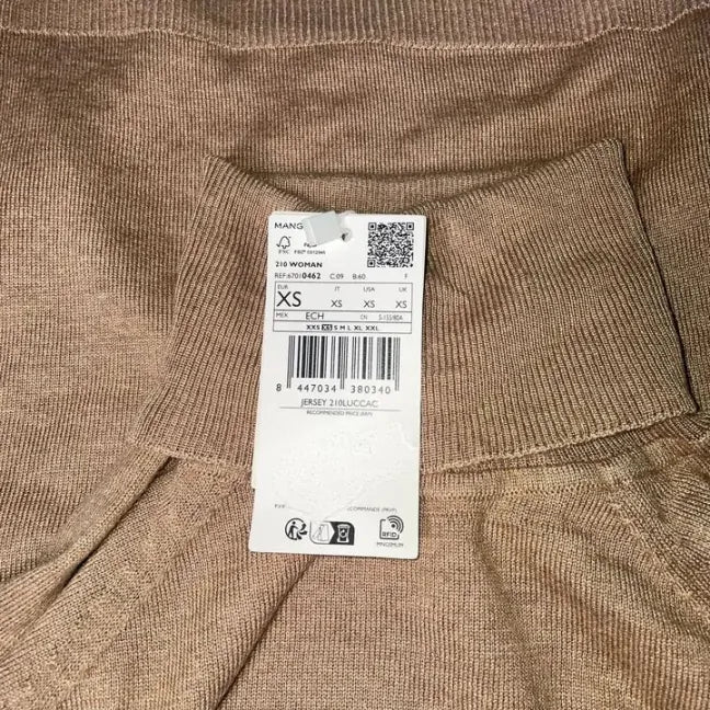 Mango-67110462-09-Xs-Brown-Camel Luca Cashmere Blend Sweater Size: Xsmall