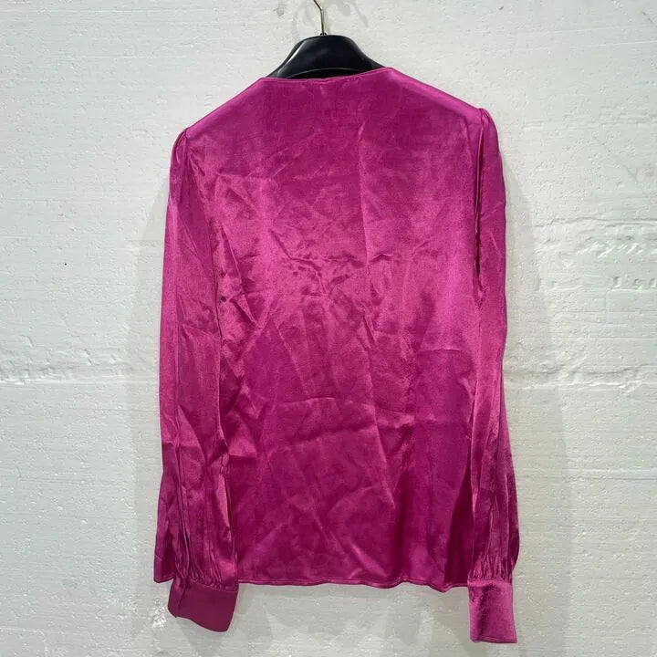 Hush-007245-1138-8-Pink-Pink Priscilla Satin Tie Blouse Size: Uk 8
