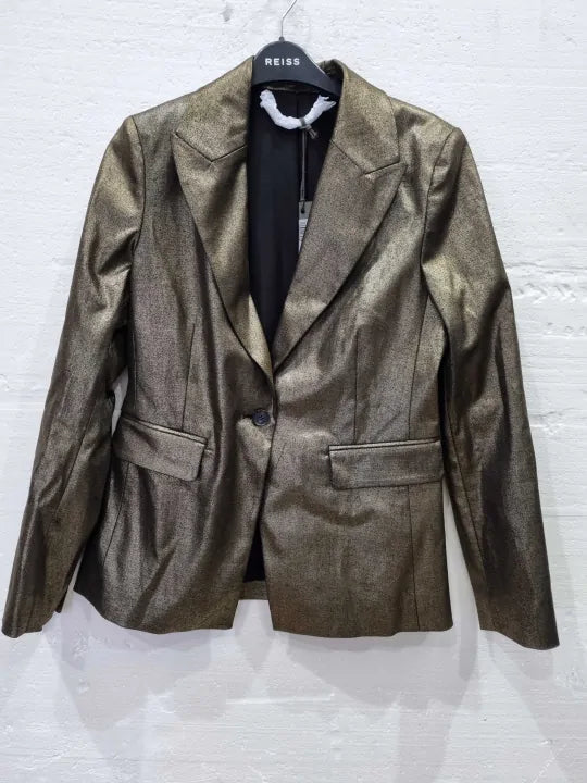 Allsaints Gold Micah Tailored Blazer Size: Uk 8