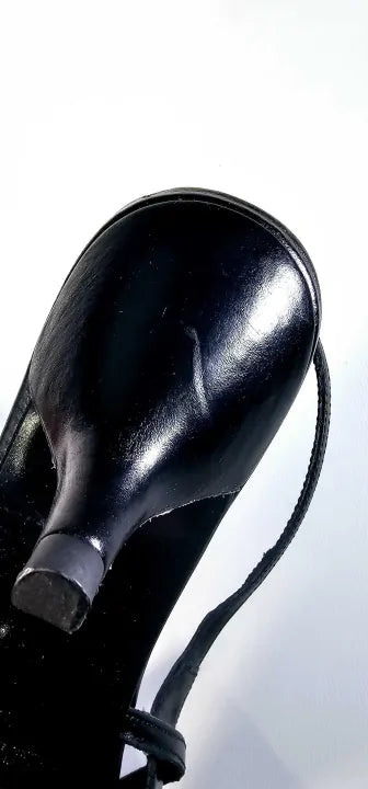 Mango-67024480-99-5-Black-Black Leather Slingback Kitten Heels-Black Size: Eu38/Uk 5