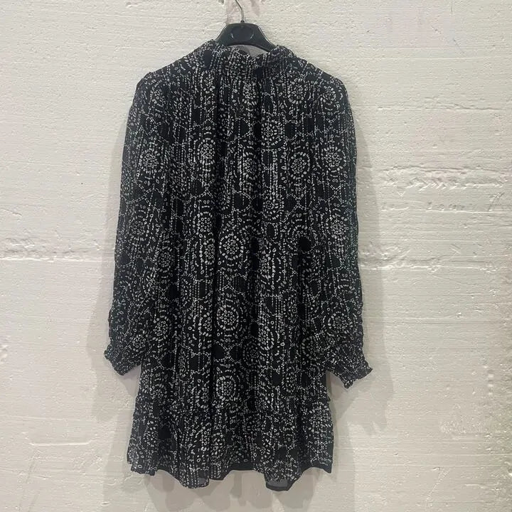 Mint Velvet-28472 Navy-S-Black Metallic Mini Dress Size: Small