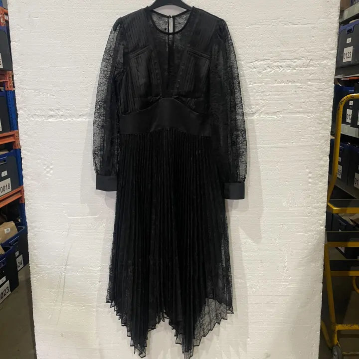 Allsaints-wd115z Black-12-multi-norah Lace Dress Size: Uk 12