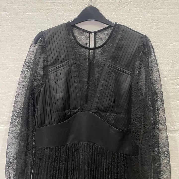 Allsaints-wd115z Black-12-multi-norah Lace Dress Size: Uk 12