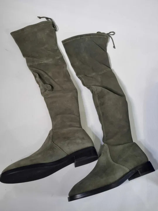 Stuart Weitzman Khaki Suede Jocey City Over The Knee Boots Size: Eur 38.5