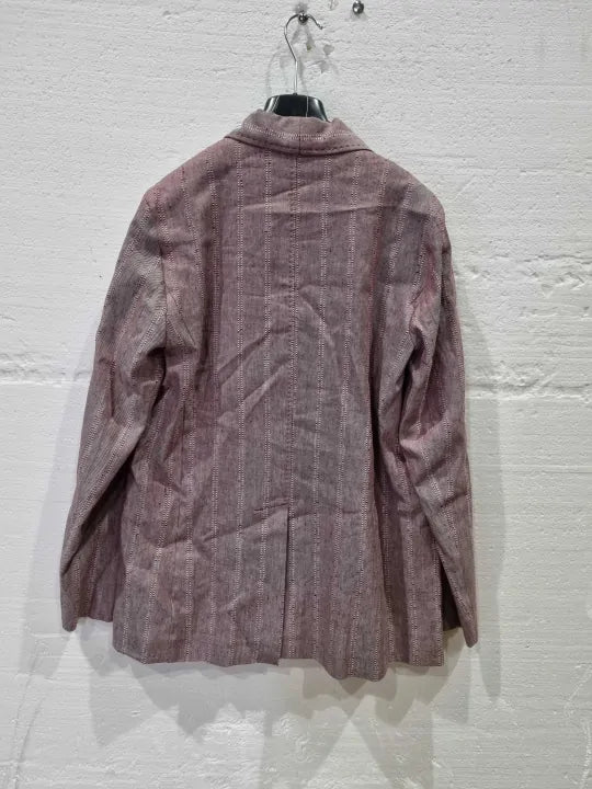 Max & Co Burgundy Double-breasted Striped Jacket Size: Uk 12