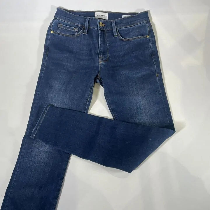 Frame Denim - Dark Blue Le Skinny De Jeanne Stretch Jeans Size: 28