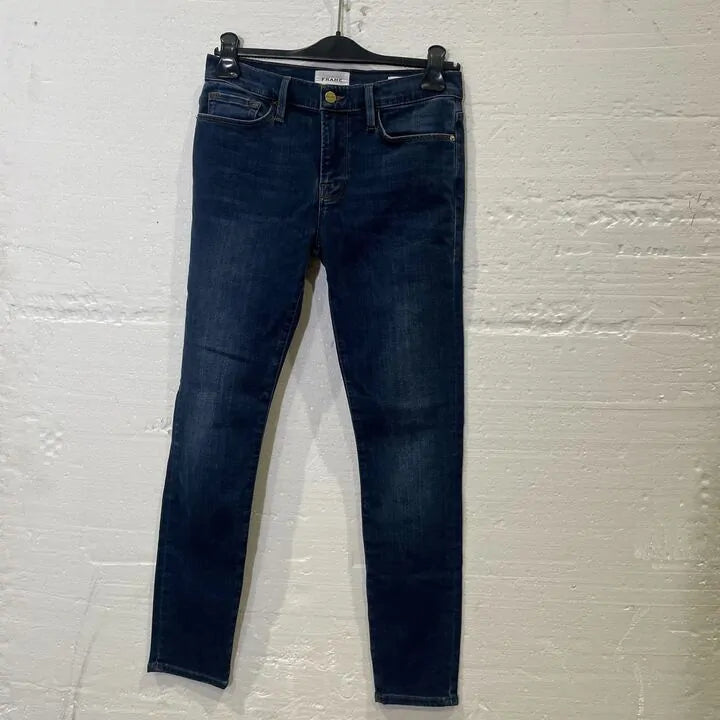 Frame Denim - Dark Blue Le Skinny De Jeanne Stretch Jeans Size: 28