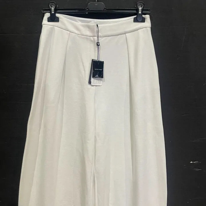 Emporio Armani - White High Waisted Trousers Size: Uk 14/Eu 44