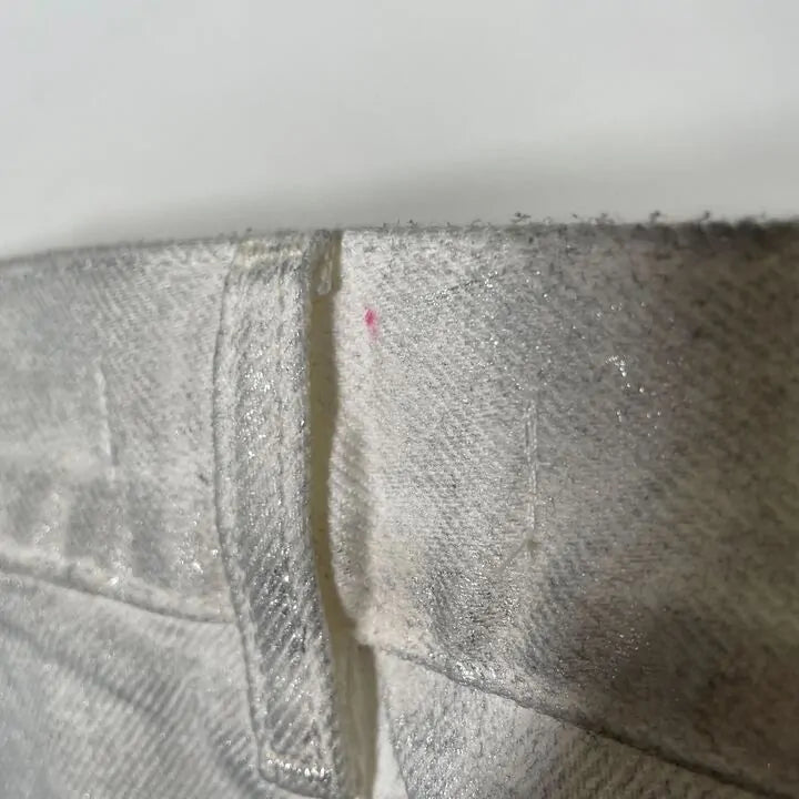 Mango-57012899-Pl-10-Silver-Silver Metallic Straight-Leg Jeans Size: Uk 10