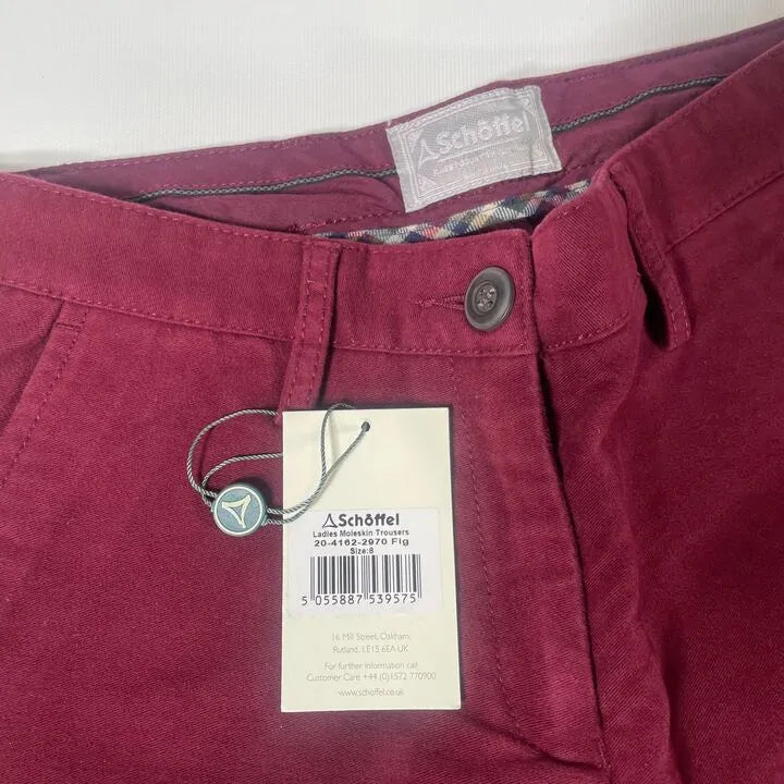 Schöffel-20-4162-2970-8-Brown-Burgundy Stretch Moleskin Trousers Size: Uk 8