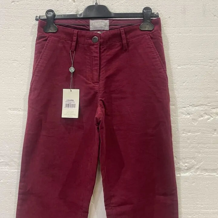 Schöffel-20-4162-2970-8-Brown-Burgundy Stretch Moleskin Trousers Size: Uk 8