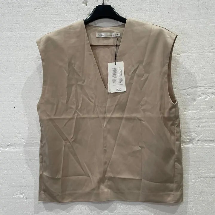 Inwear-30108338 140708 Cement-10-Beige V-Neck Zilky Top Size: Uk 10