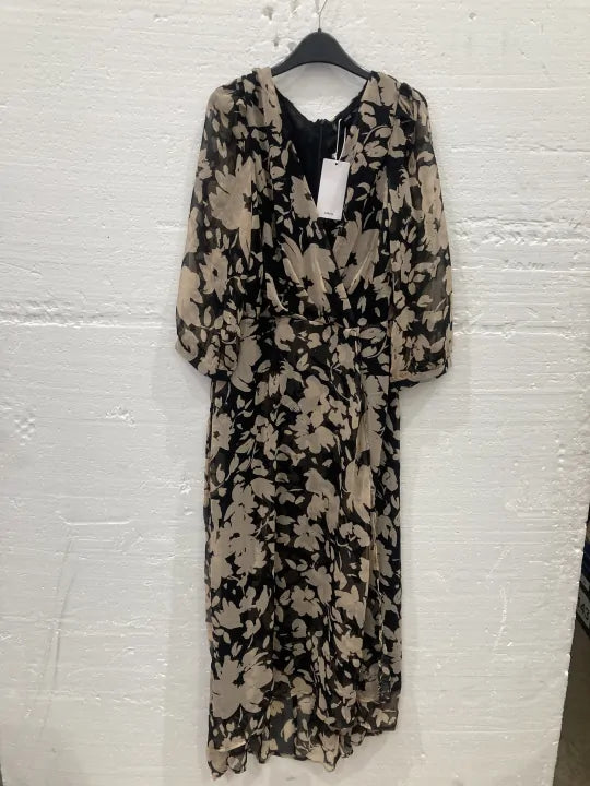 Mango - Beige Flowy Flower Printed Dress - Beige Size: M