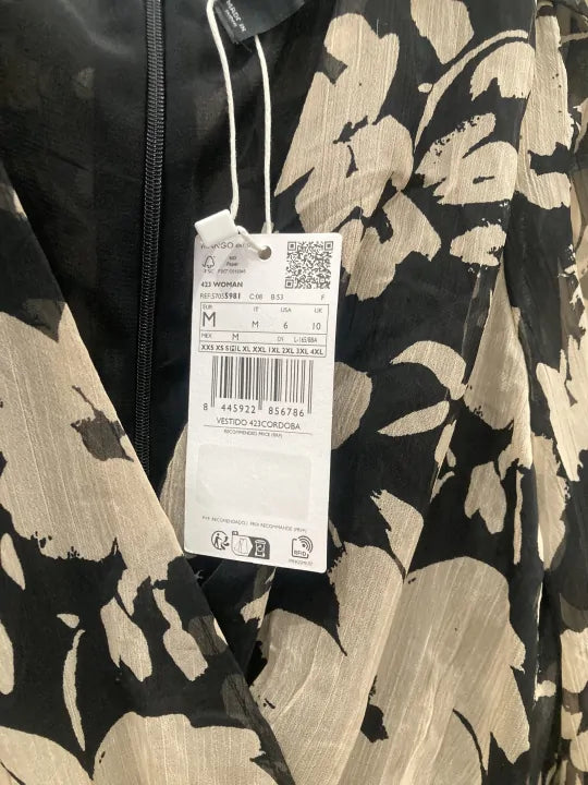 Mango - Beige Flowy Flower Printed Dress - Beige Size: M
