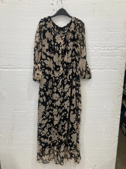 Mango - Beige Flowy Flower Printed Dress - Beige Size: M