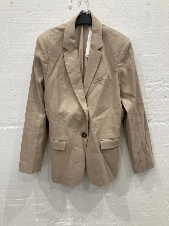 Sand Antonella Linen Blend Blazer Size: Uk 12