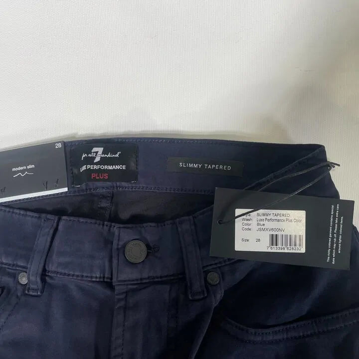 7 For All Mankind-Smxv600-28-Dark Blue Slimmy Tapered Stretch Jeans Size: 28
