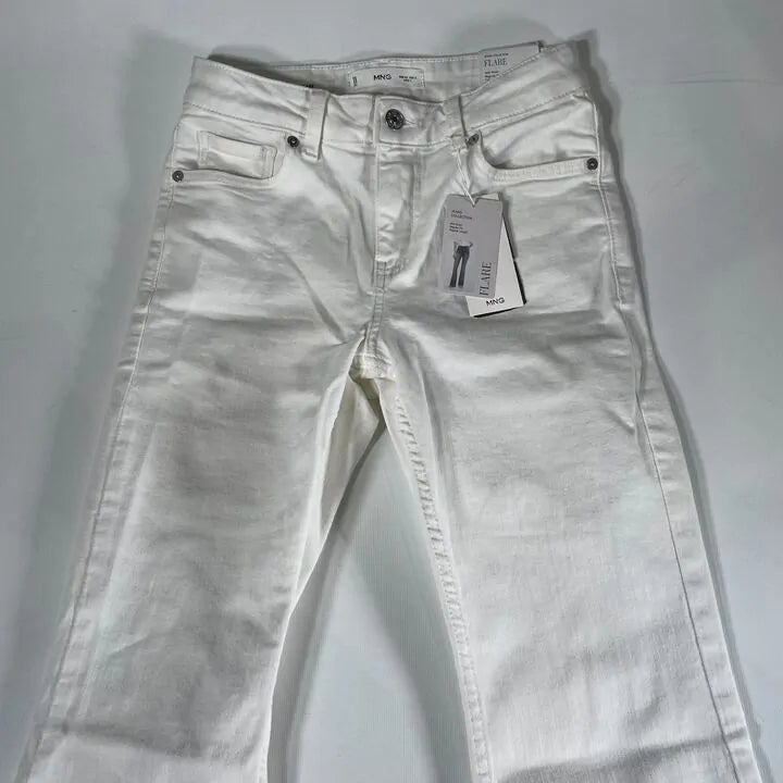 Mango - White Mid-Rise Flared Jeans Size: UK 6/EU 34