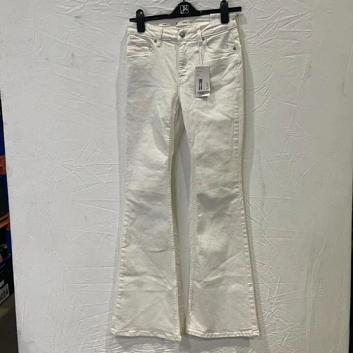 Mango-57000359-01-8-White-White Mid-Rise Flared Jeans Size: UK 8/EU 36