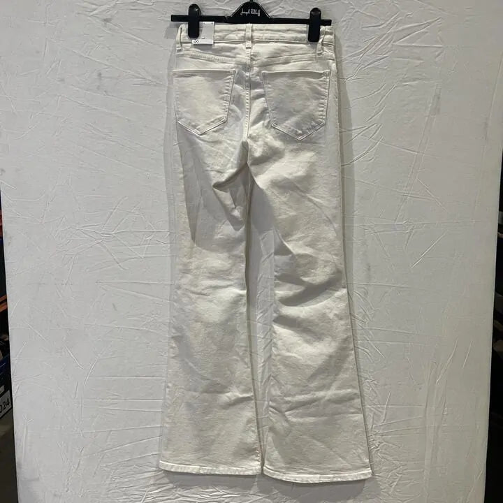 Mango-57000359-01-8-White-White Mid-Rise Flared Jeans Size: UK 8/EU 36