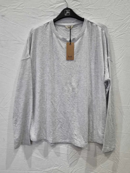 Hush Pale Grey Marl Boat Neck Top Size: Medium