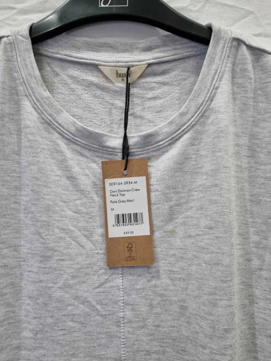 Hush Pale Grey Marl Boat Neck Top Size: Medium