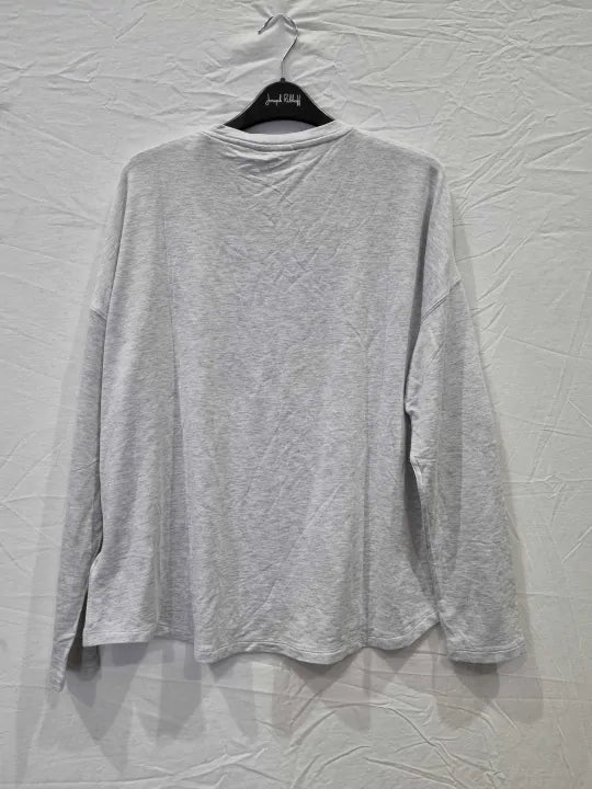 Hush Pale Grey Marl Boat Neck Top Size: Medium