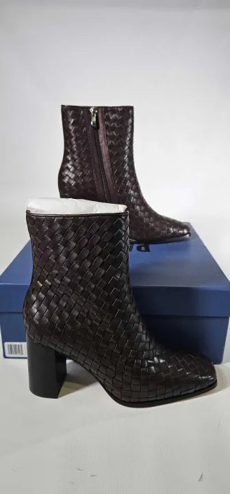 Paige-Sh963401-Cho-8-Brown-Brown Leather Frances Ankle Boot-Brown Size: Uk 8