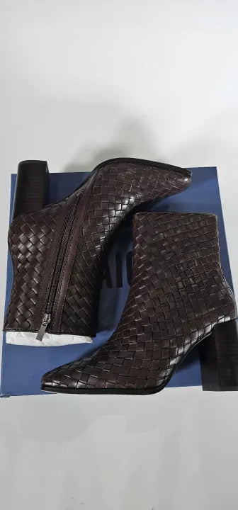 Paige-Sh963401-Cho-8-Brown-Brown Leather Frances Ankle Boot-Brown Size: Uk 8