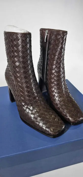 Paige-Sh963401-Cho-8-Brown-Brown Leather Frances Ankle Boot-Brown Size: Uk 8