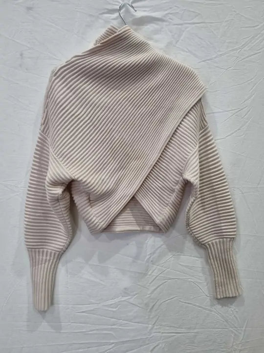 Victoria Beckham Cross Back Wool Turtleneck Sweater Size: Xsmall