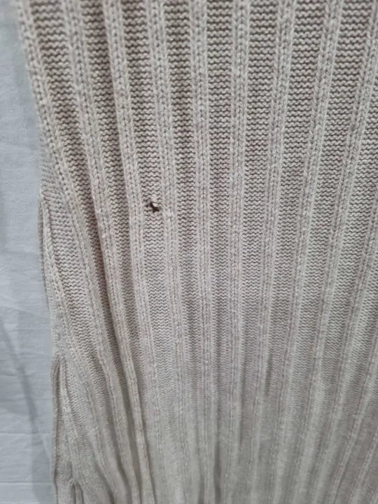 Mango Ecru Ribbed Knit Midaxi Dress Size: Xsmall