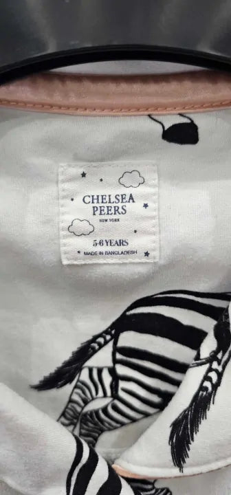 Chelsea Peers - Kids' Zebra Print Pyjama Top Size: 5-6Years