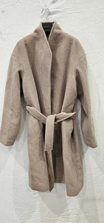 Whistles Oatmeal Clara Funnel Neck Wool Coat - Beige Size: Uk 16