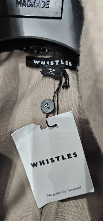 Whistles Oatmeal Clara Funnel Neck Wool Coat - Beige Size: Uk 16