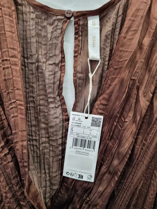 Mango Brown Satin Jumpsuit With Belt Size: Small