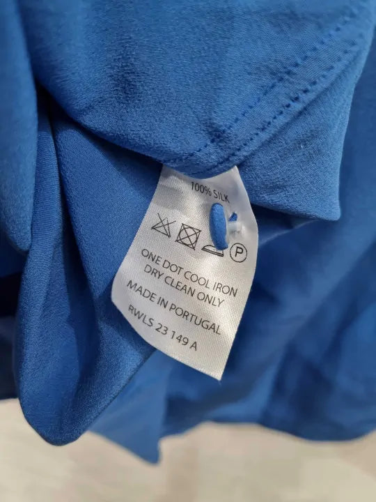 Really Wild Royal Blue Liberty Plain Silk Classic Shirt Size: Uk 10 deal !!