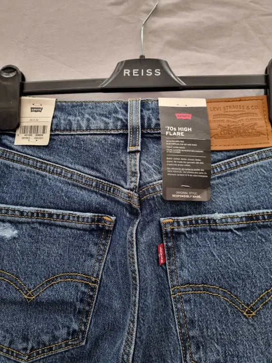 Levis 70S High Flare Womens Jeans Bootcut Leg Blue Denim Size: 26X32
