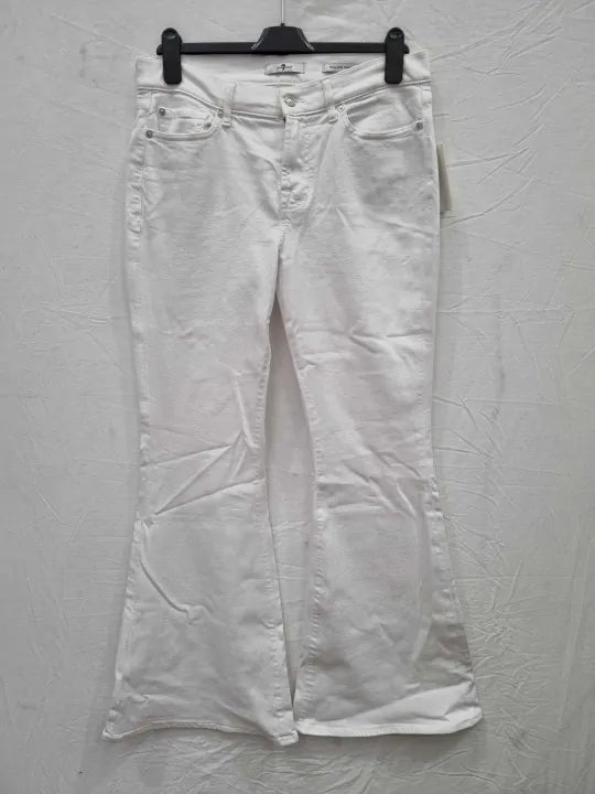 7 For All Mankind White Wide Leg Stretch Jeans Size: 31