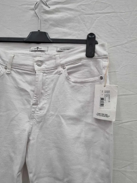 7 For All Mankind White Wide Leg Stretch Jeans Size: 31