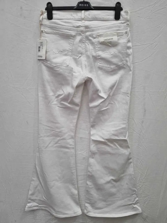 7 For All Mankind White Wide Leg Stretch Jeans Size: 31