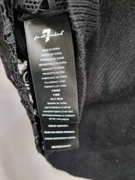 7 For All Mankind - Black Lace Front Wool Blend Jumper Size: L