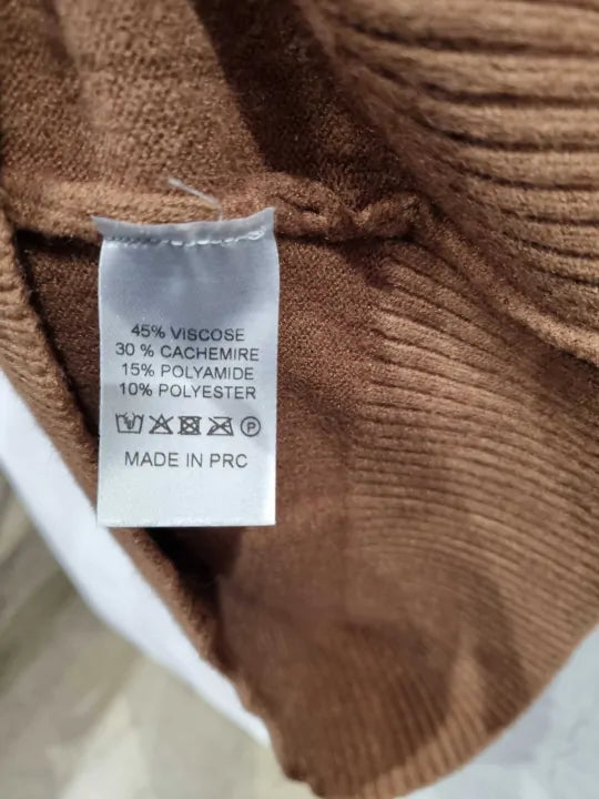 Soft Cashmere Tan Roll Neck Cashmere Blend Dress Size: One Size