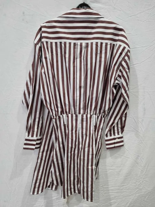 Victoria Beckham Brown Cotton Wrap Shirt Dress Size: 4