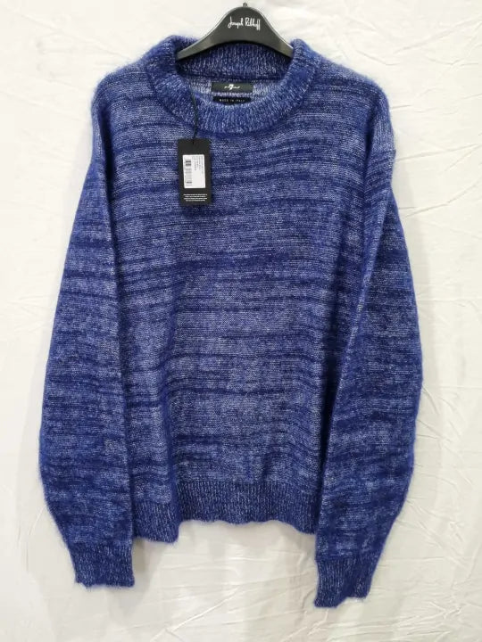 7 For All Mankind Dark Blue Crew Neck Cashmere Blend Jumper Size: Large
