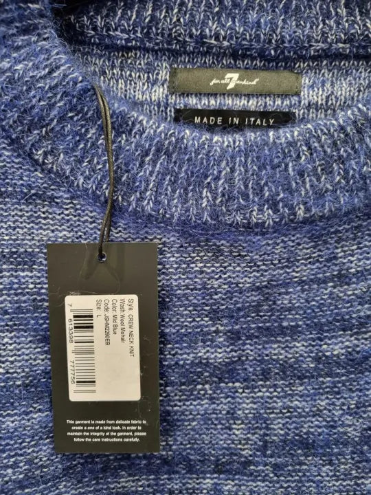 7 For All Mankind Dark Blue Crew Neck Cashmere Blend Jumper Size: Large