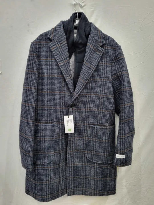 Gianni Feraud Navy Number 10 Wool Blend Coat Size: 42